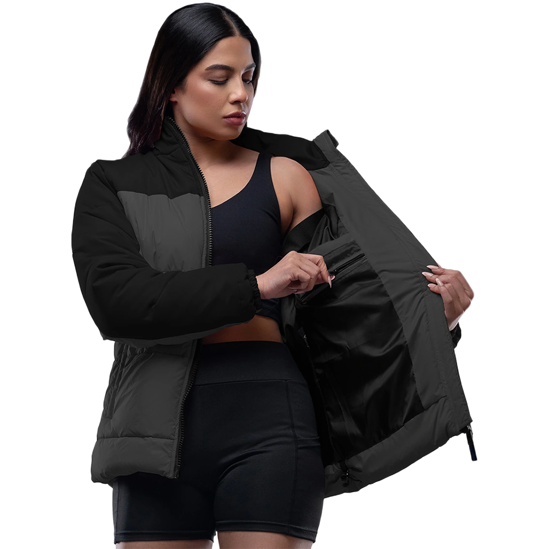 Ashley Black and Gray Puffer Jacket