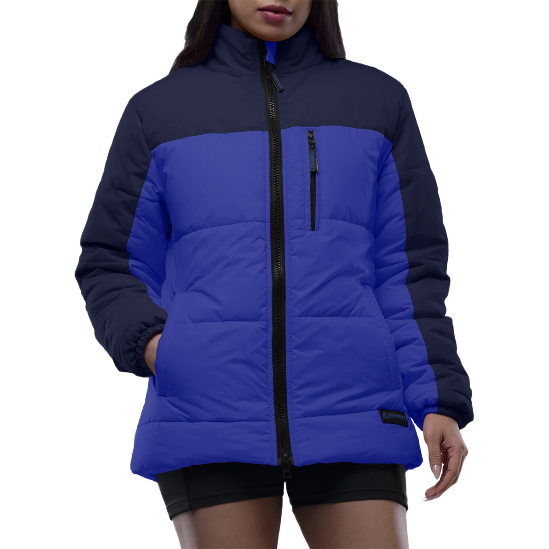 Ashley Womens Two Tone Blue Puffer Jacket