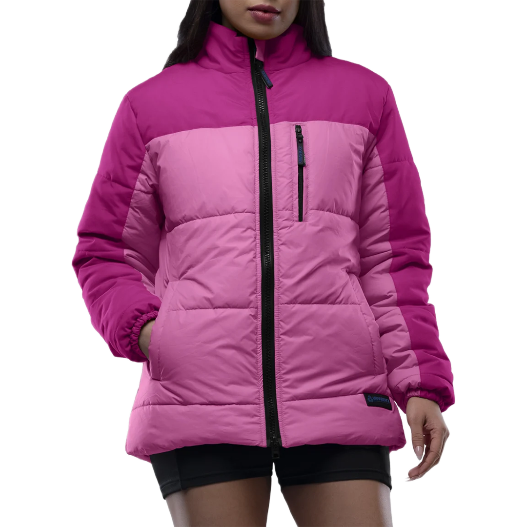 Ashley Womens Two Tone Pink Puffer Jacket