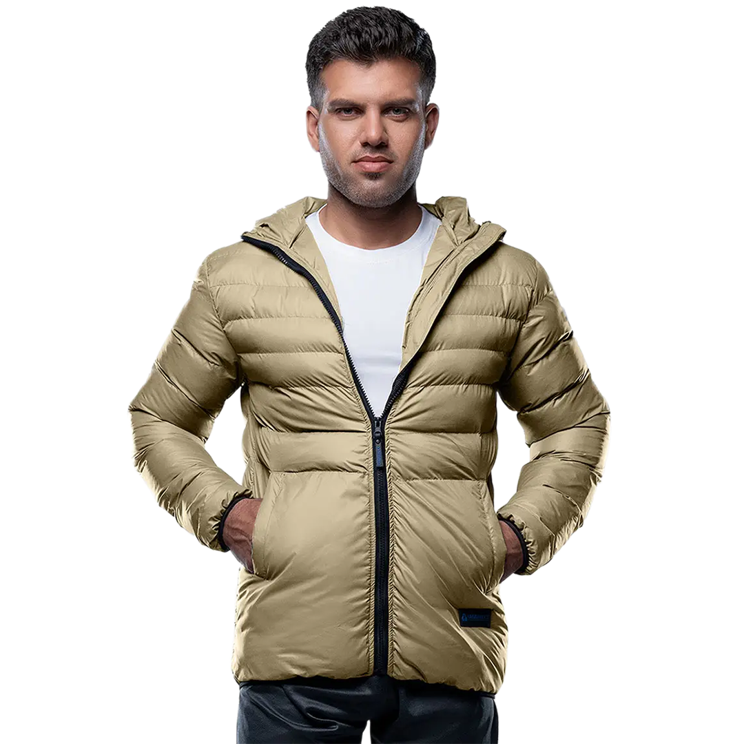 Austin Beige Hooded Puffer Jacket – Lightweight & Insulated