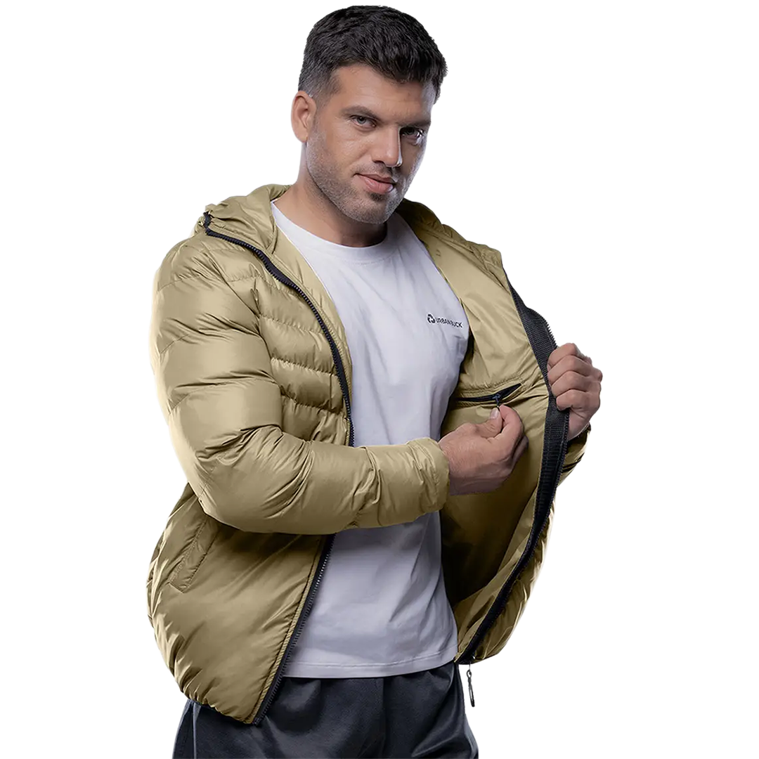 Austin Beige Hooded Puffer Jacket – Lightweight & Insulated