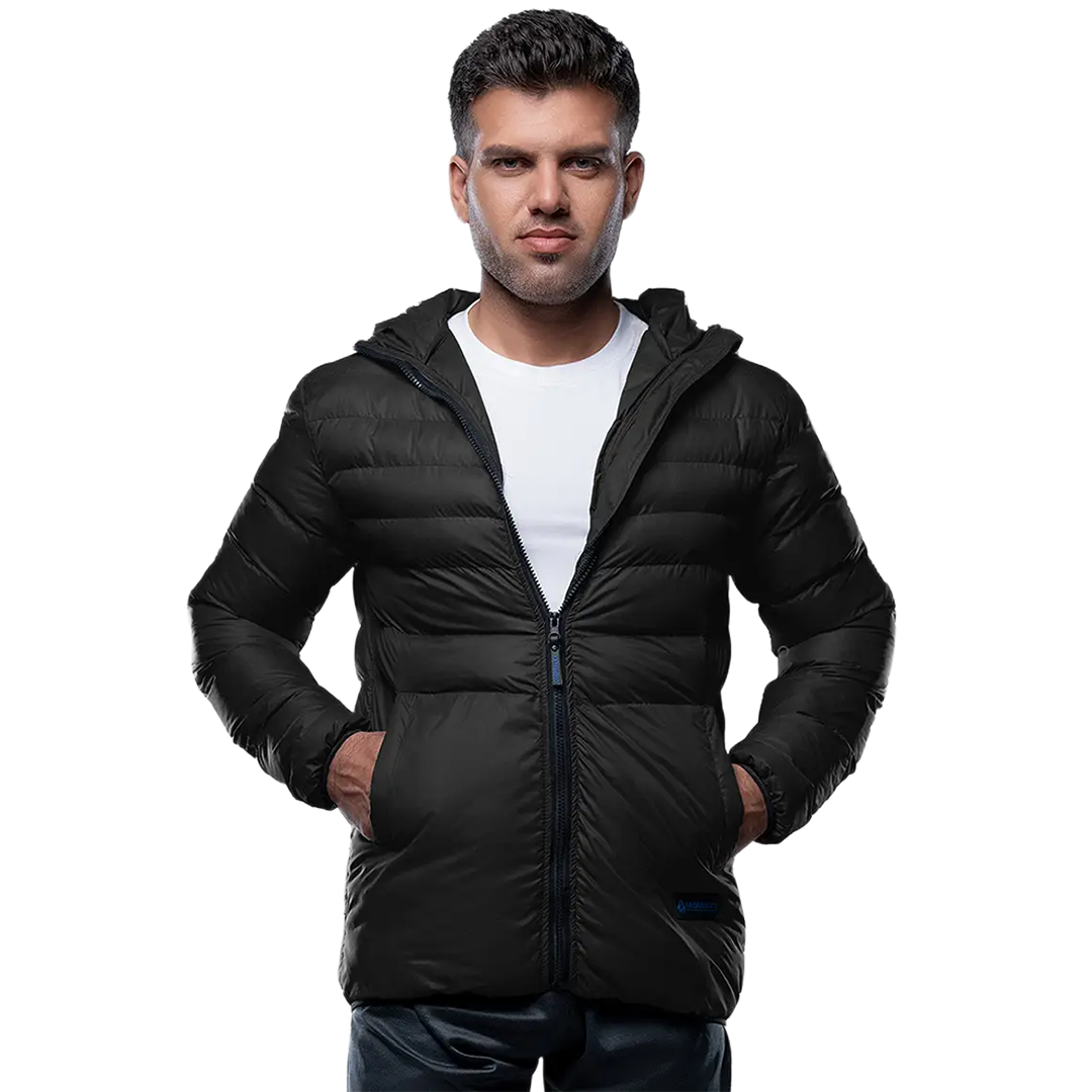 Austin Puffer Jacket Black with Hood