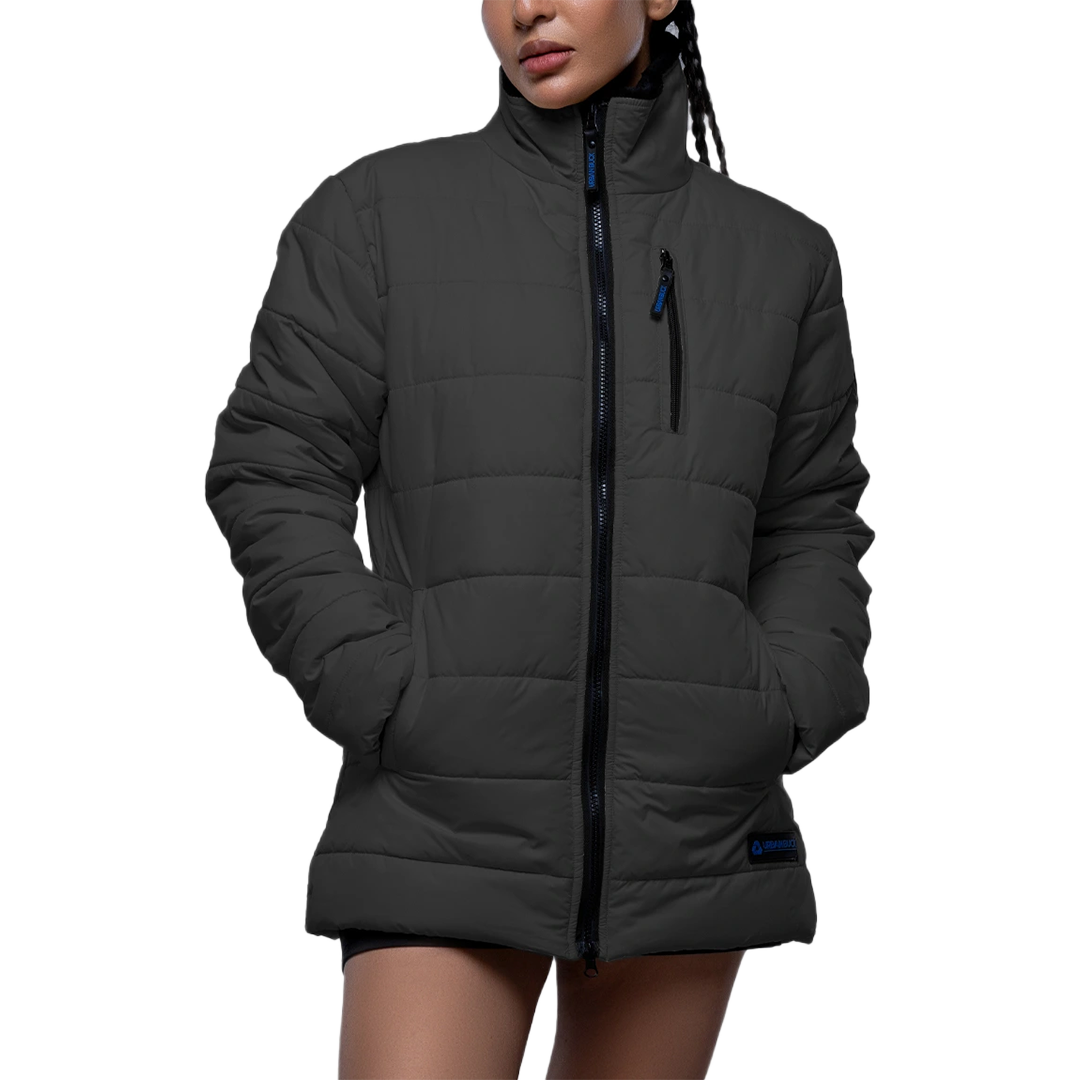 Azaria Womens Dark Gray Insulated Puffer Jacket