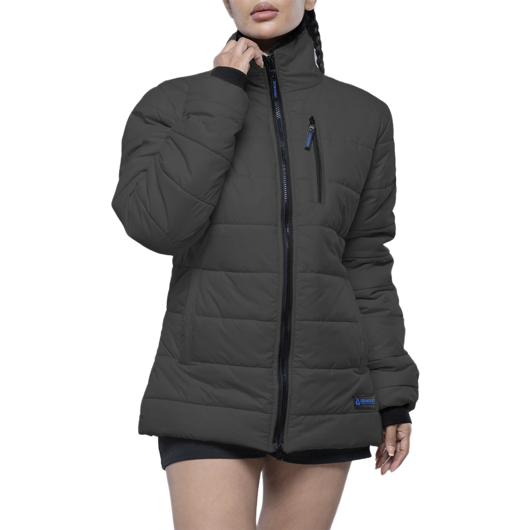 Azaria Womens Dark Gray Insulated Puffer Jacket