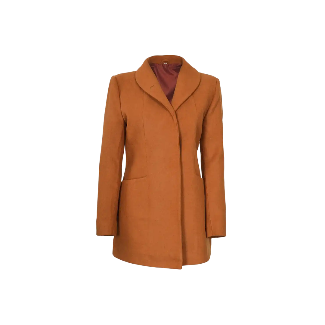 Barbara Women's 3/4 Length Rust Wool Overcoat
