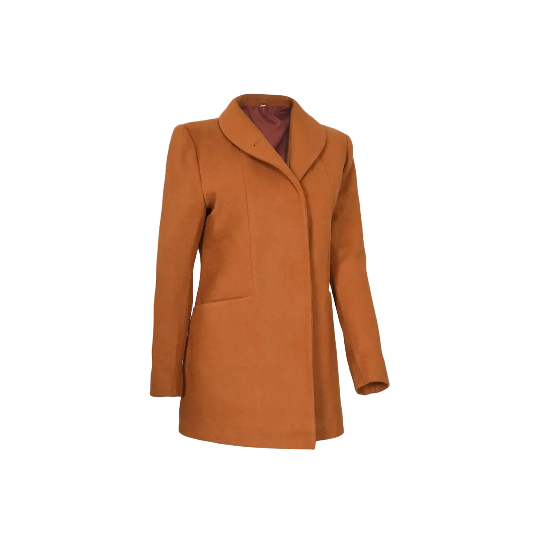 Barbara Women's 3/4 Length Rust Wool Overcoat