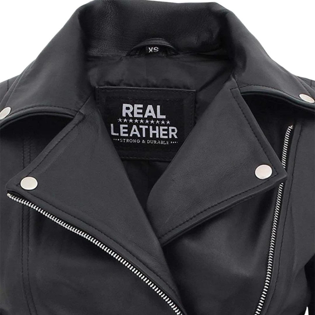 Bari Black Women's Real Leather Biker Jacket