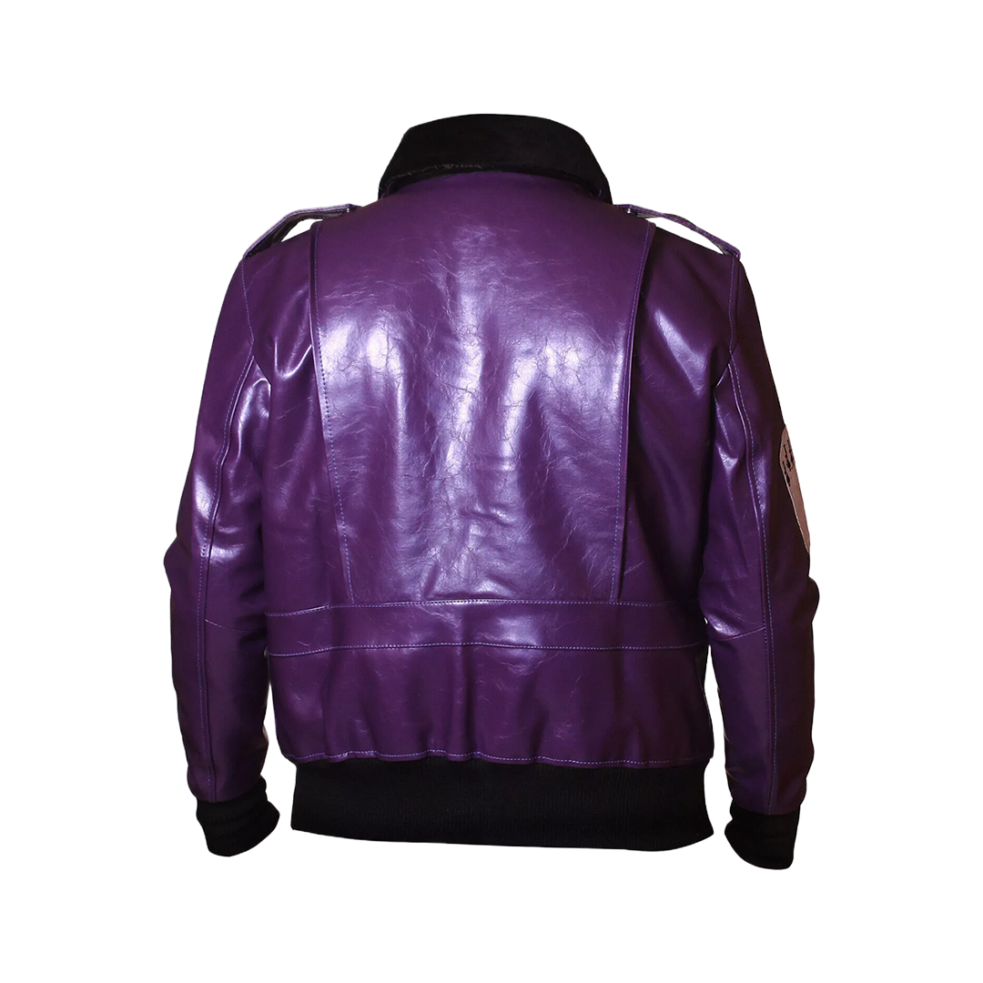 Batman Henchmen Joker Goon Purple Bomber Jacket with Faux Fur Collar
