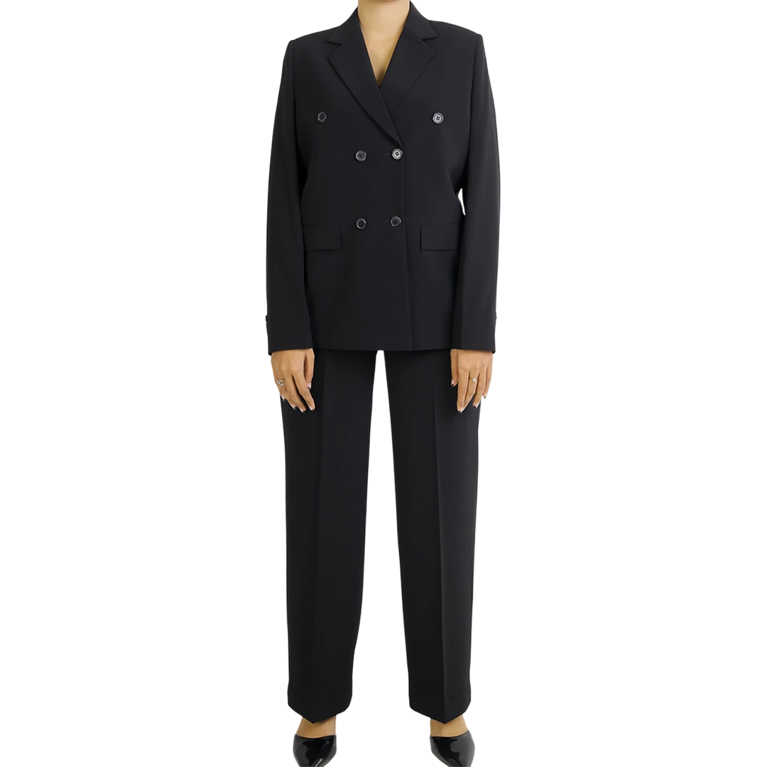 Bibbins Women's Black Double Breasted Regular Fit Suit
