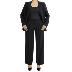 Bibbins Women's Black Double Breasted Regular Fit Suit