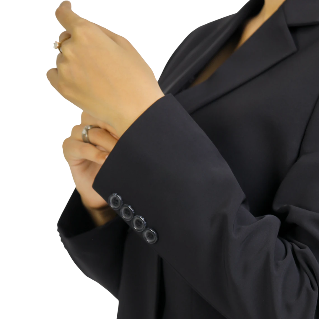 Bibbins Women's Black Double Breasted Regular Fit Suit