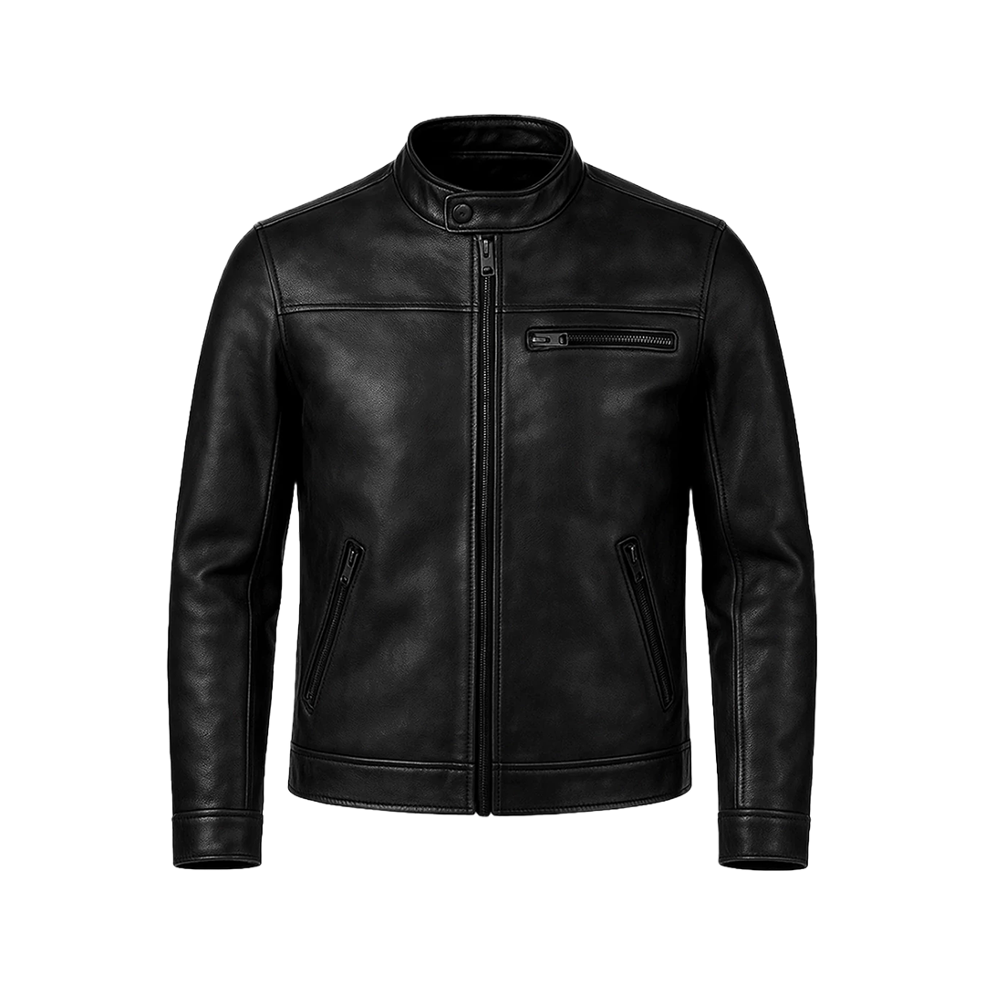 Bickford Men's Black Real Leather Biker Jacket
