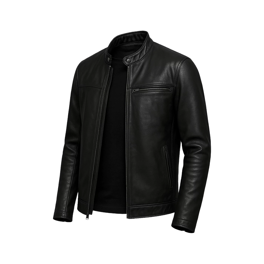 Bickford Men's Black Real Leather Biker Jacket