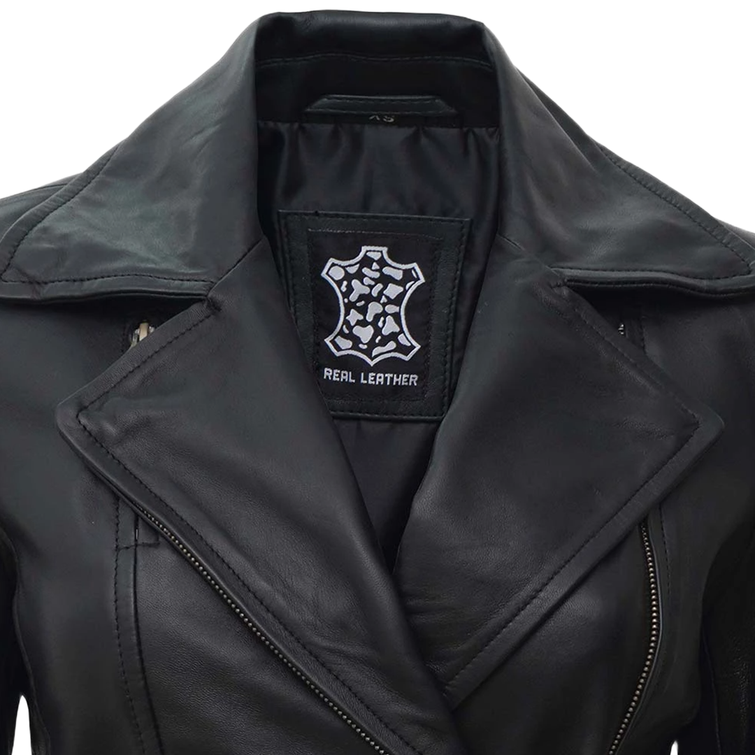 Biker Style Women's Black Asymmetrical Leather Jacket