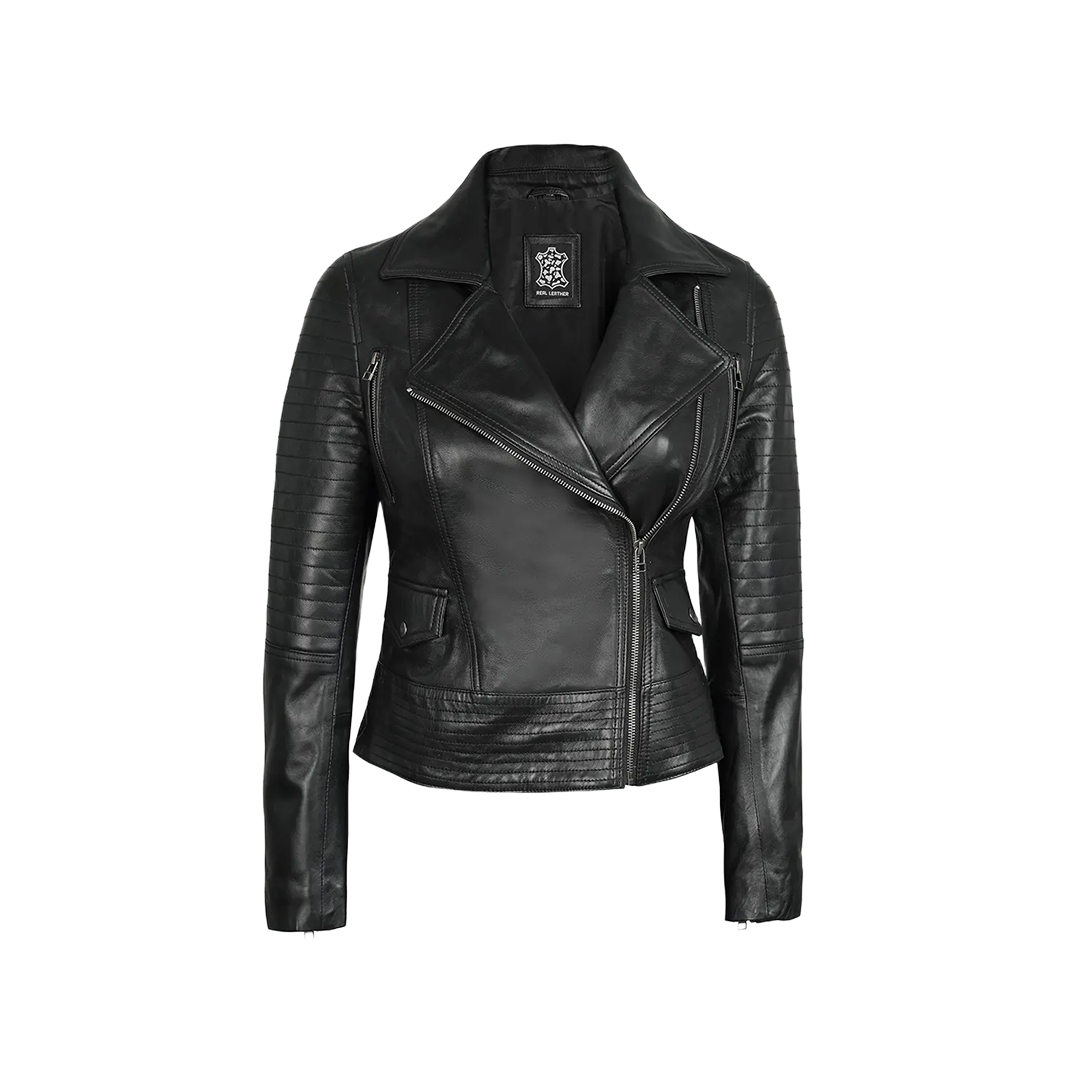 Black Women's Leather Moto Style Jacket