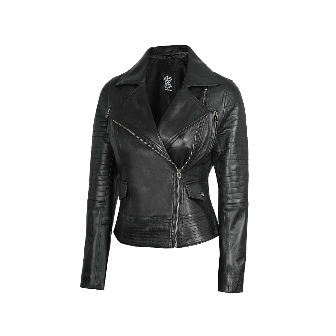 Black Women's Leather Moto Style Jacket