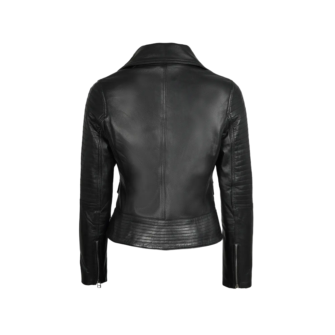 Black Women's Leather Moto Style Jacket