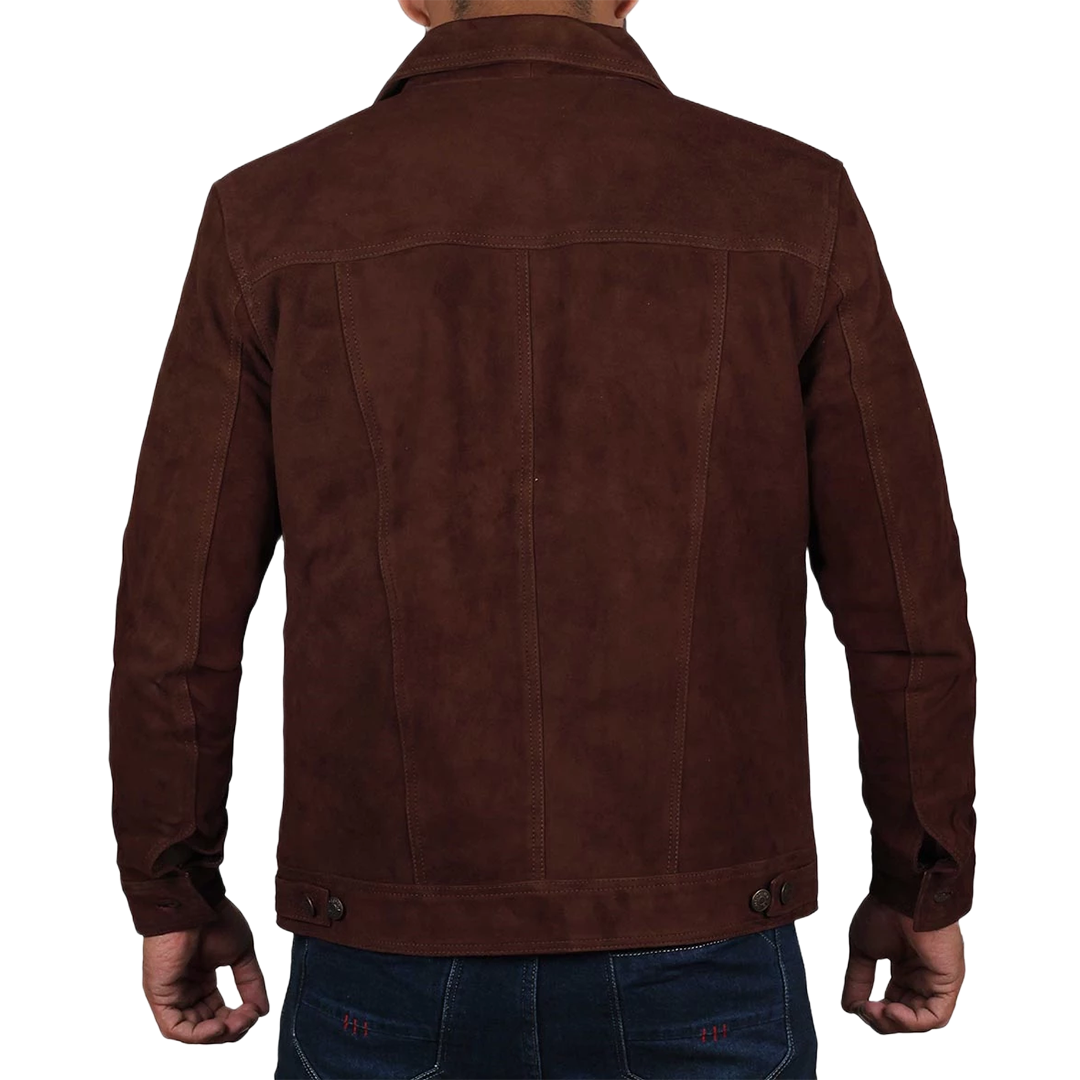 Brown Trucker Suede Jacket for Men