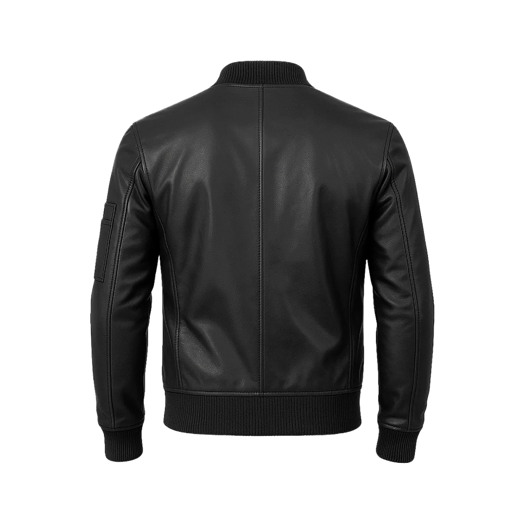 Bryan Men's Black Lambskin Leather Bomber Jacket