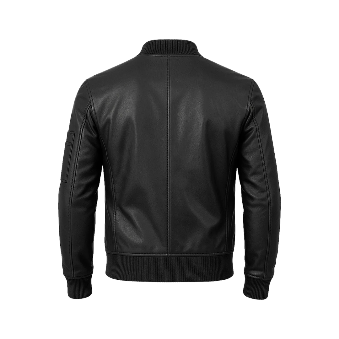 Bryan Men's Black Lambskin Leather Bomber Jacket
