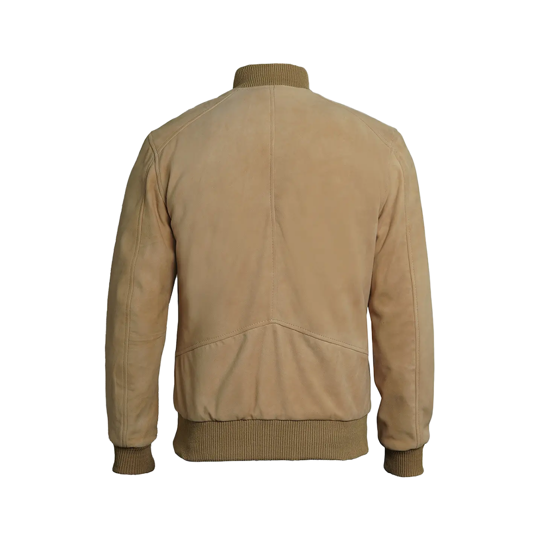 Camel Brown Men's Suede Bomber Jacket