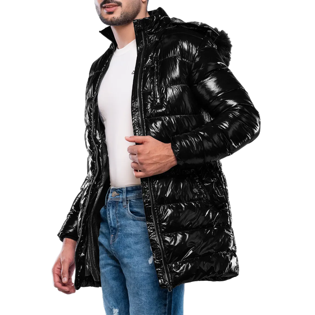 Carlos Men's Black Duck Down Insulated Jacket with Hood