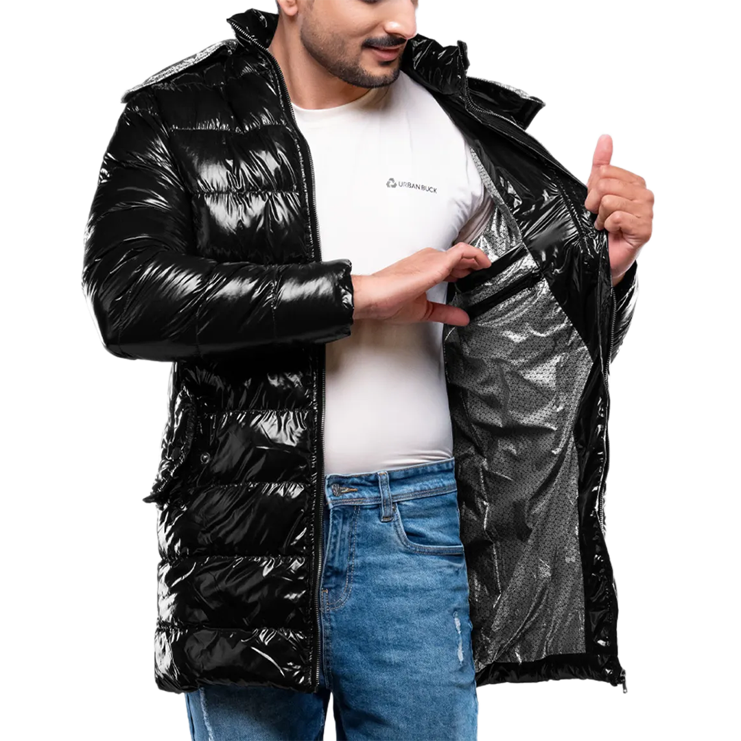 Carlos Men's Black Duck Down Insulated Jacket with Hood