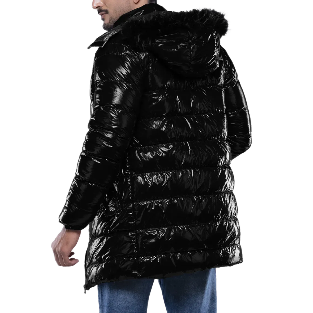 Carlos Men's Black Duck Down Insulated Jacket with Hood