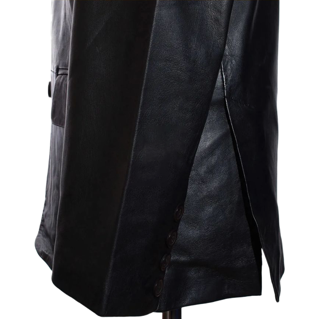 Carter Black Men's Smart 2 Button Real Lambskin Leather Blazer Jacket