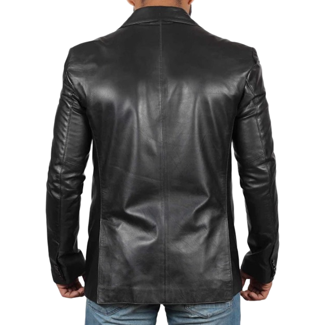 Carter Black Men's Smart 2 Button Real Lambskin Leather Blazer Jacket