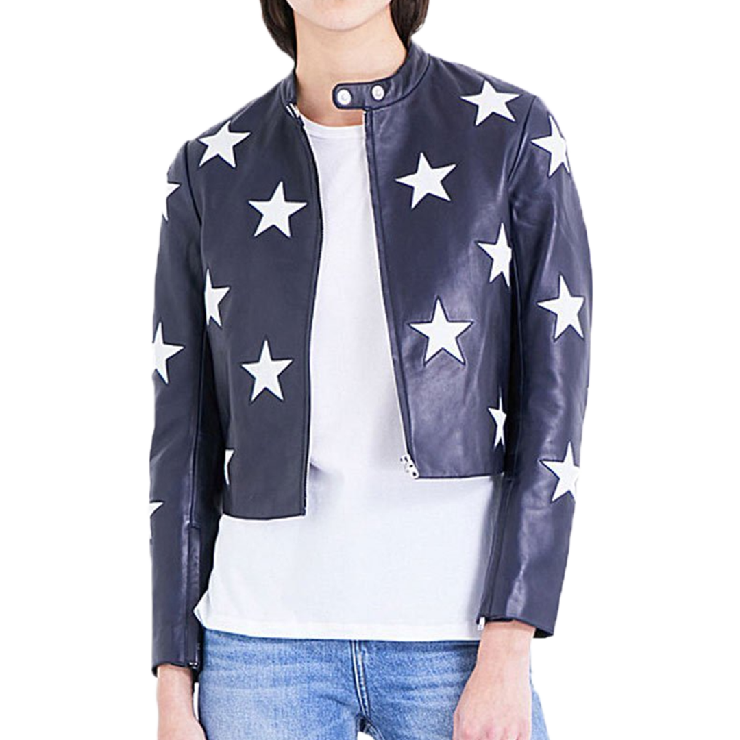 Cheryl Blossom Riverdale Star Printed Leather Jacket