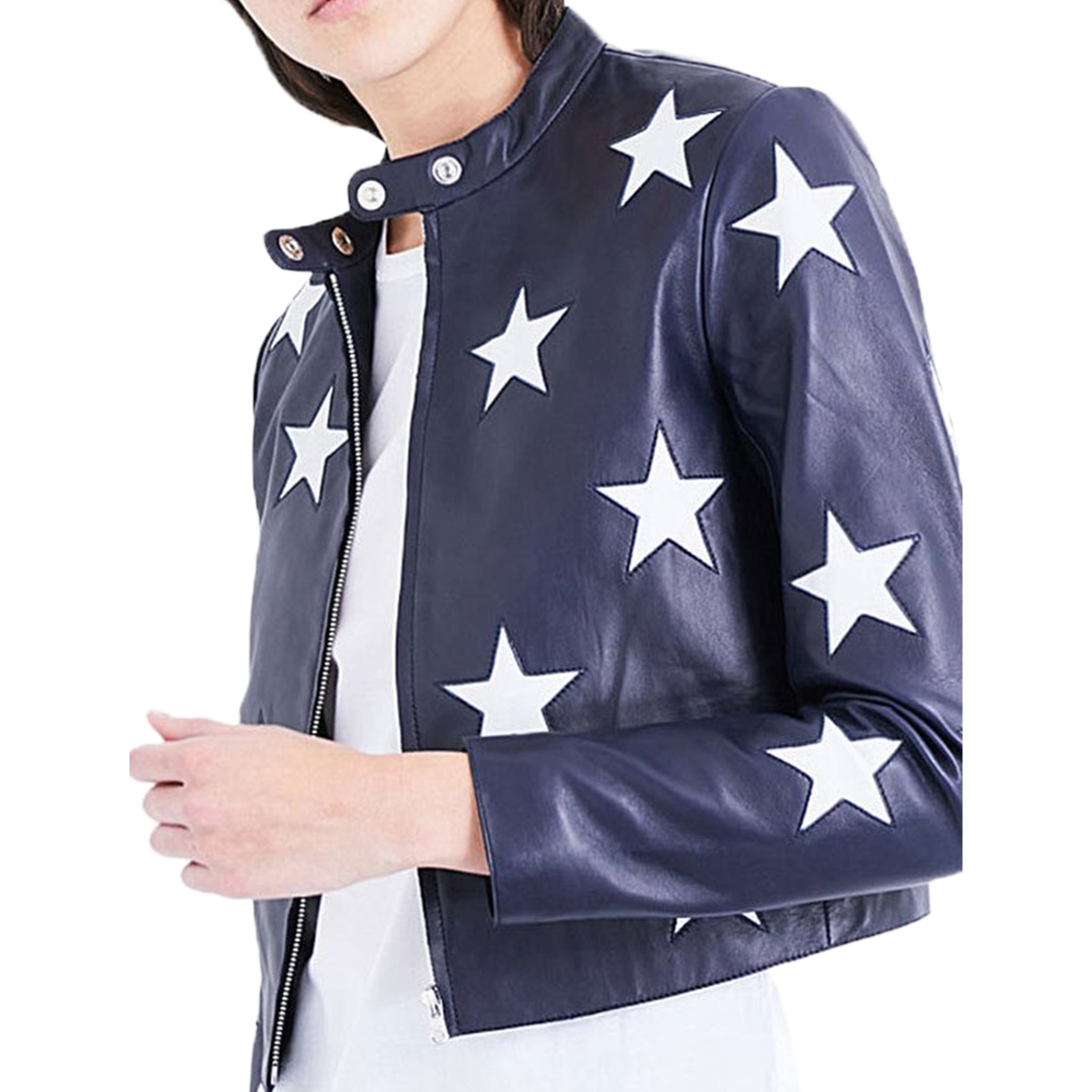 Cheryl Blossom Riverdale Star Printed Leather Jacket