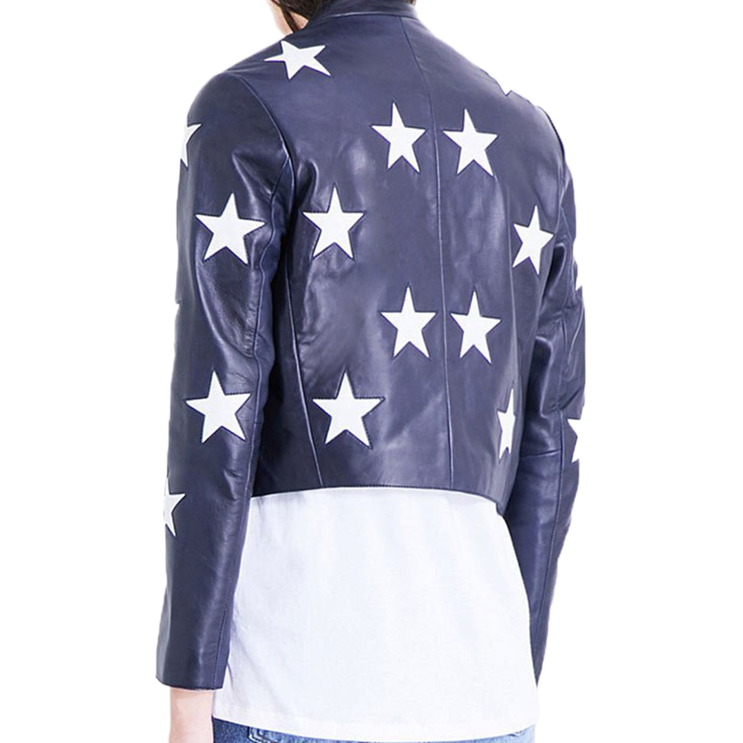 Cheryl Blossom Riverdale Star Printed Leather Jacket