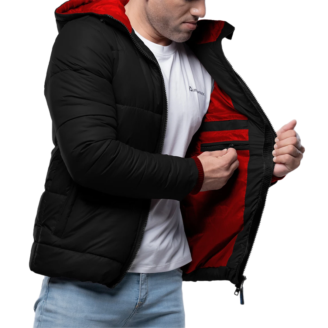 Colby Black Hooded Puffer Jacket for Men - Insulated Winter Jacket