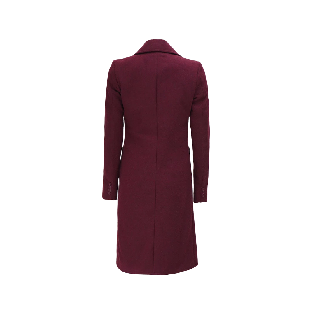 Connie Regular Fit Maroon Long Wool Coat - Overcoat for women