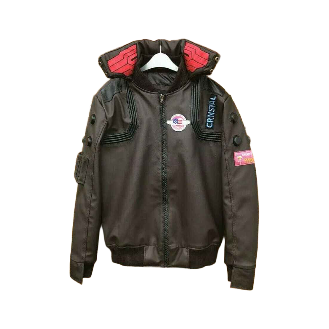 Cyber2077punk Samurai Bomber Leather Jacket