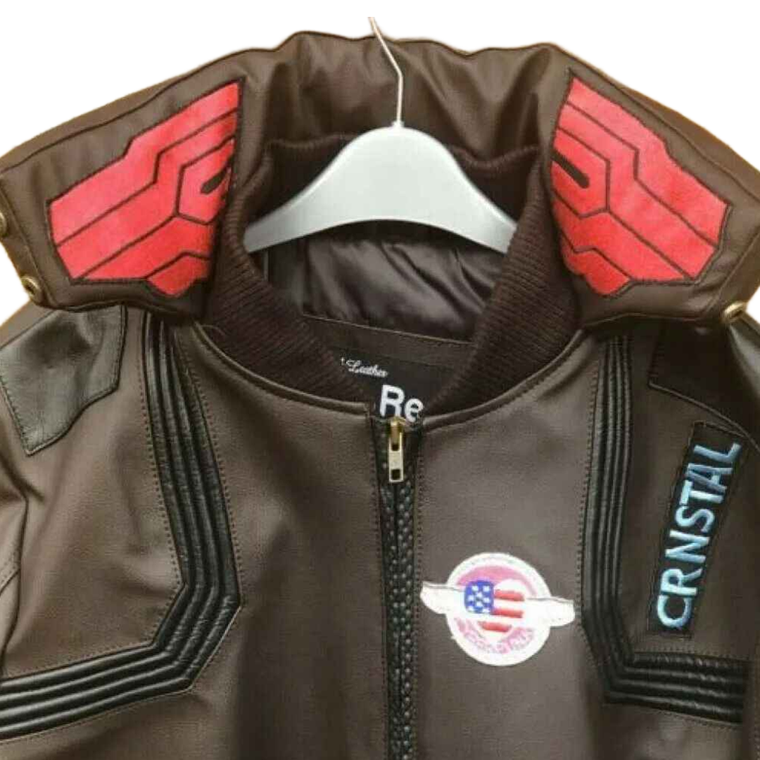 Cyber2077punk Samurai Bomber Leather Jacket