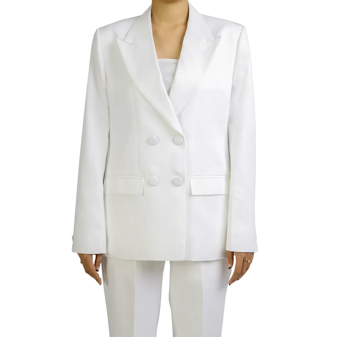 Danielle Women's Double Breasted Regular Fit White Suit