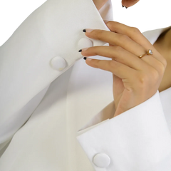 Danielle Women's Double Breasted Regular Fit White Suit