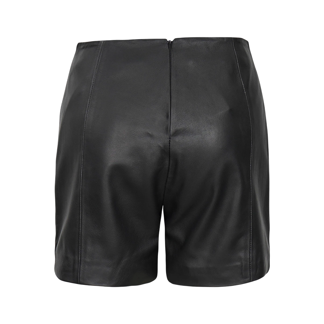 Debra Leather Women's Black Shorts - High Waisted Style