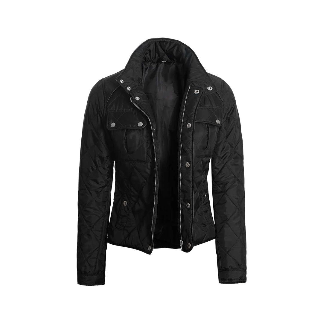 Delphia Black Quilted Jacket for Women - Lightweight Jacket