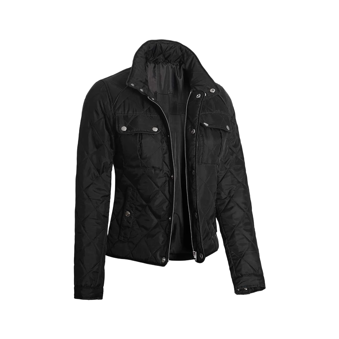 Delphia Black Quilted Jacket for Women - Lightweight Jacket