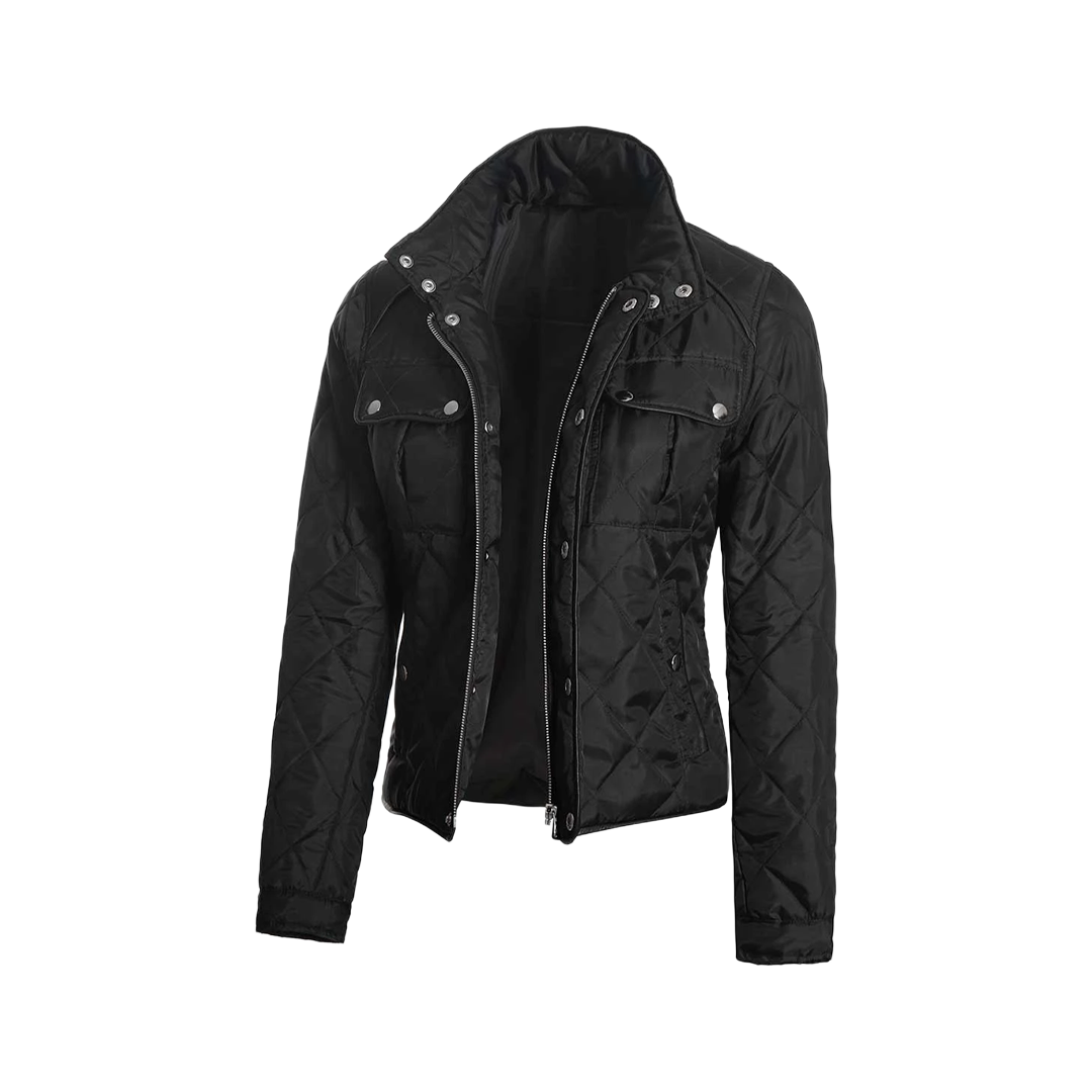 Delphia Black Quilted Jacket for Women - Lightweight Jacket
