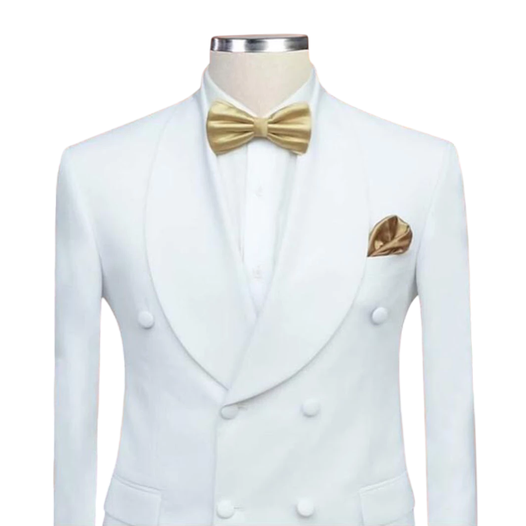 Denson Men's Shawl Lapel Off White Two Piece Tuxedo