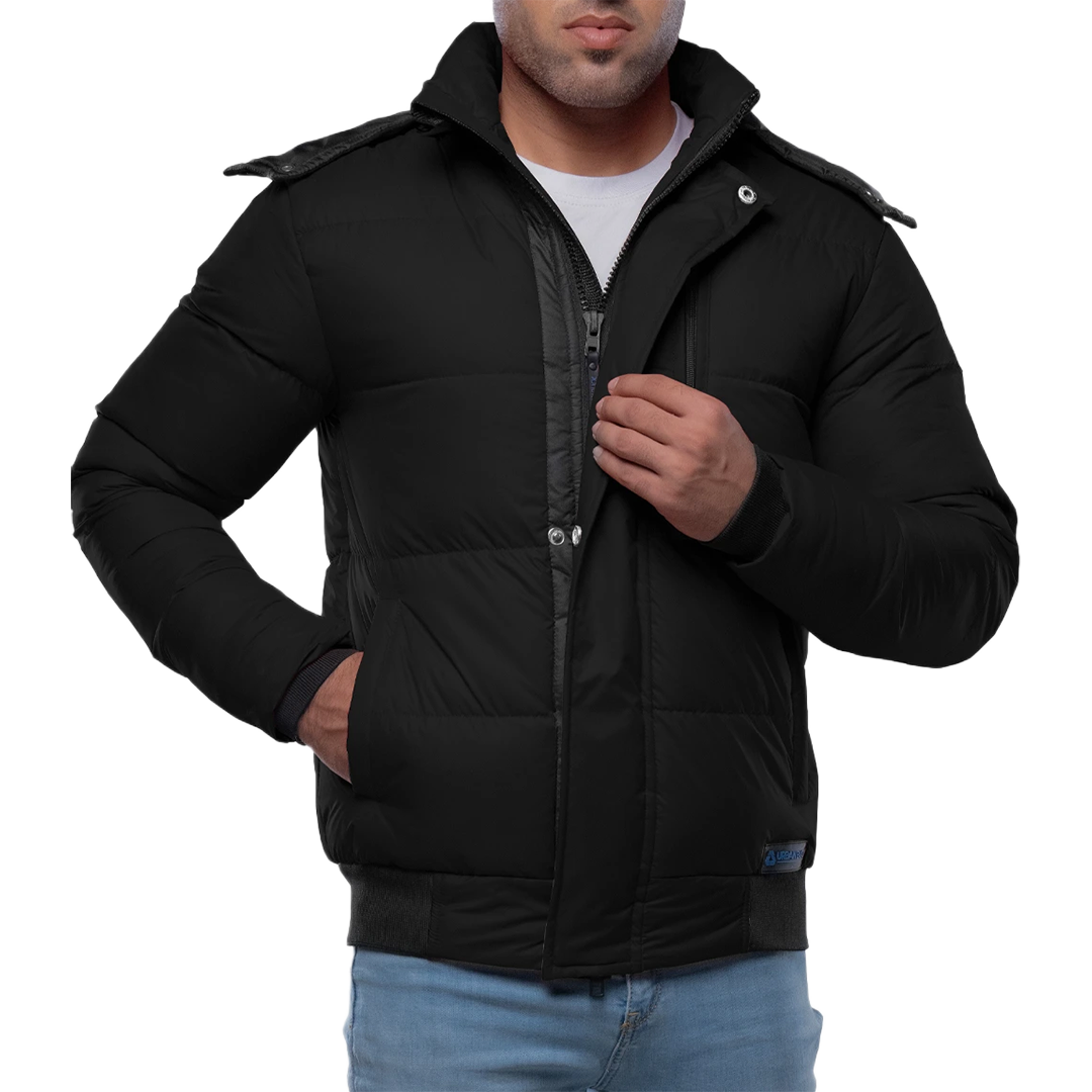 Desmond Black Puffer Jacket Hooded - Winter Insulated Jacket