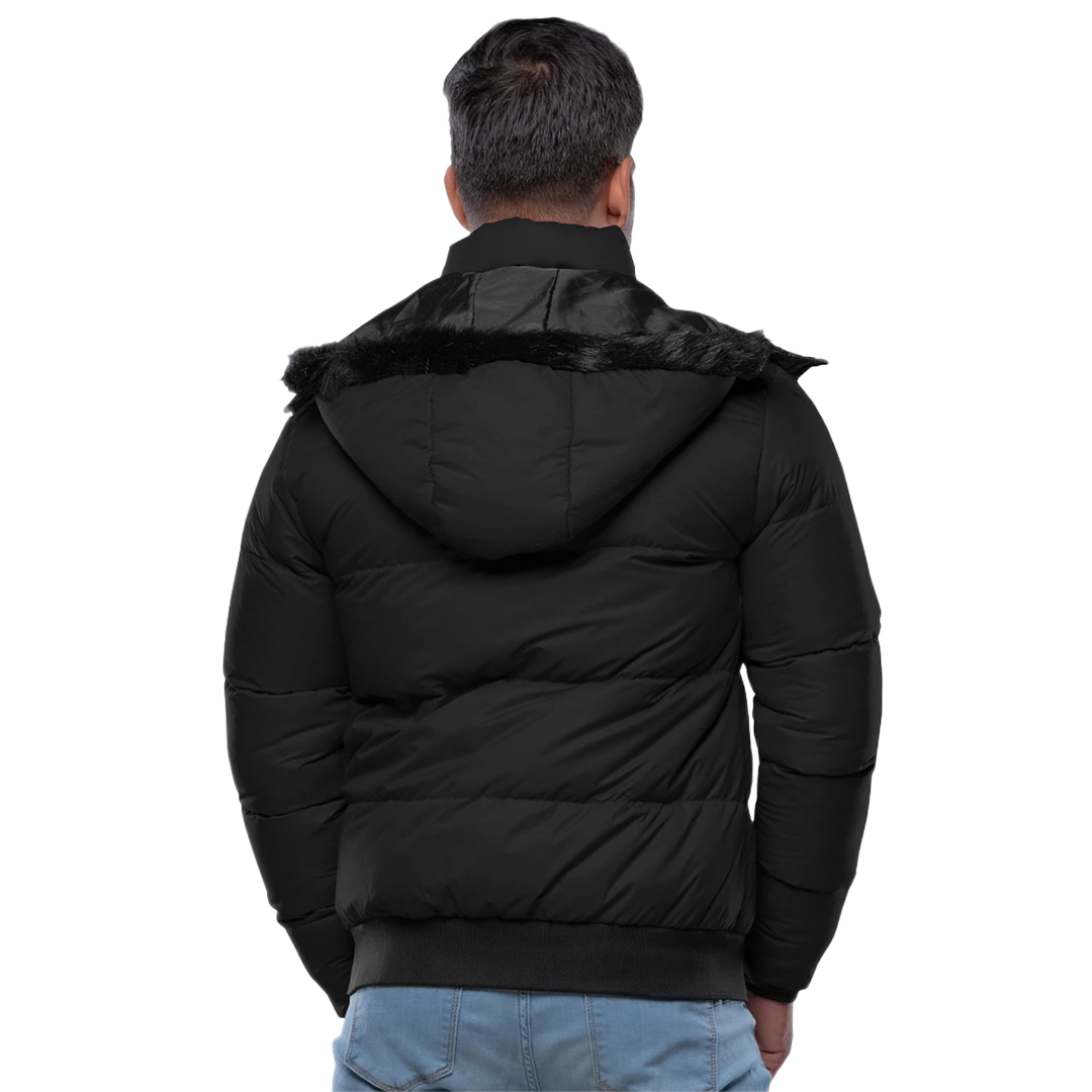 Desmond Black Puffer Jacket Hooded - Winter Insulated Jacket