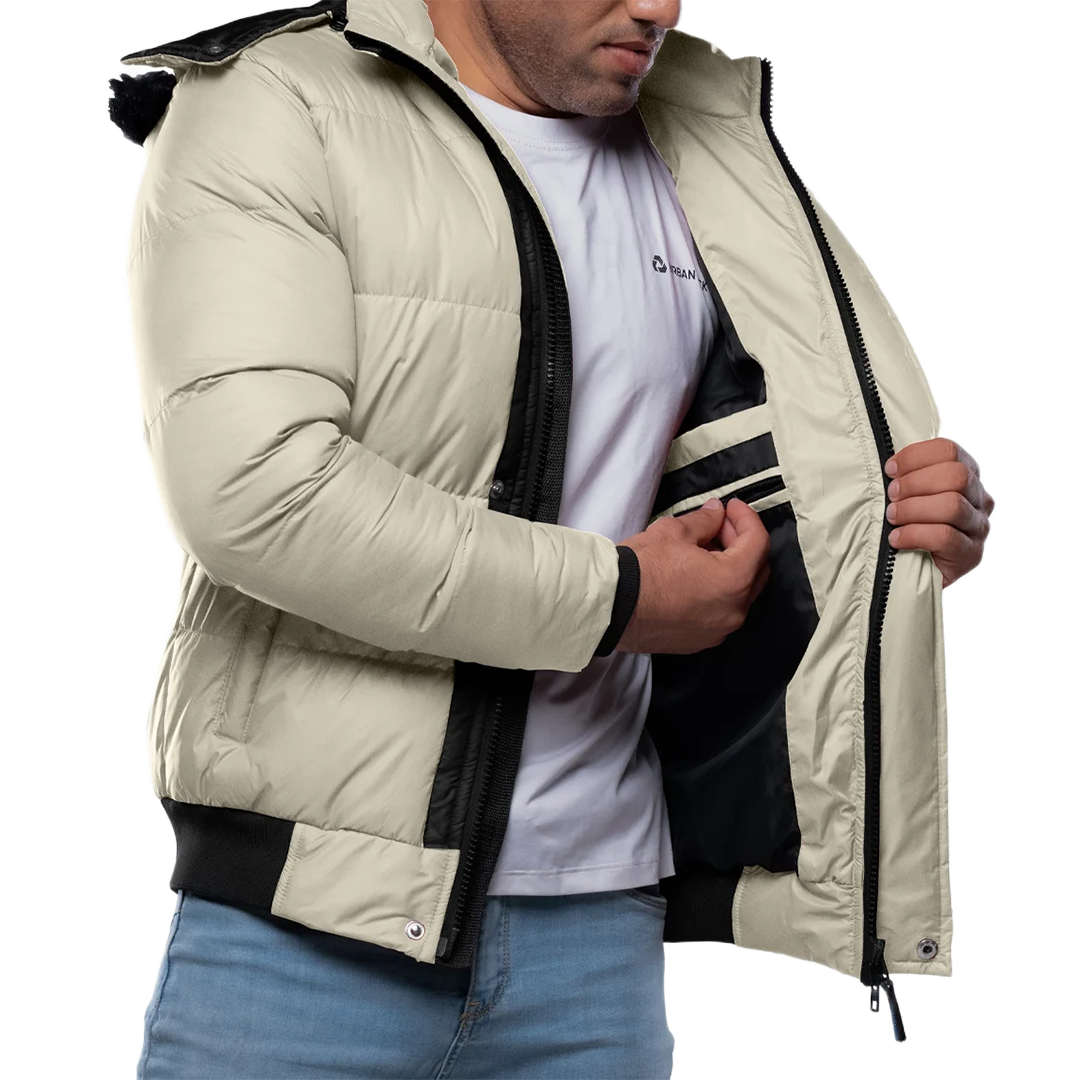 Desmond Cream Puffer Jacket Hooded