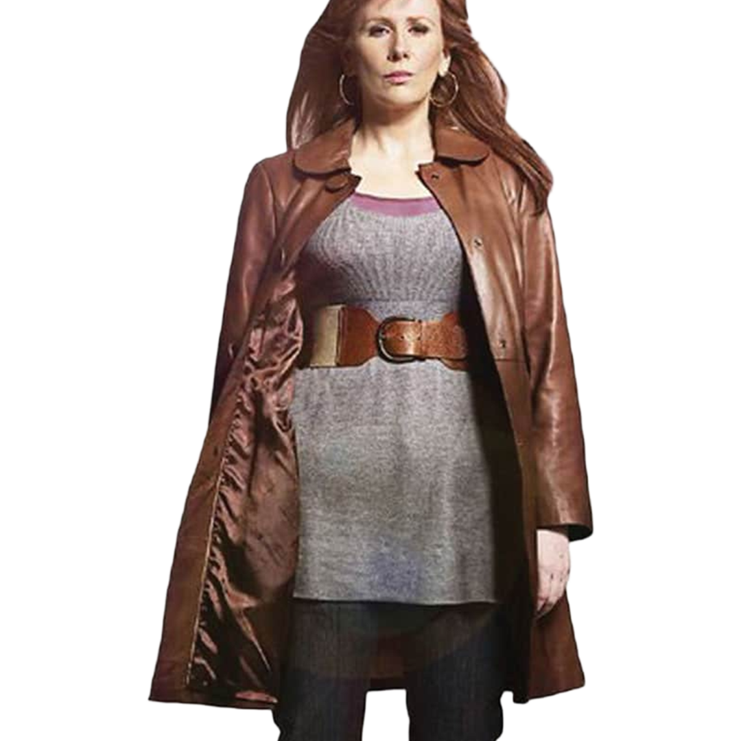 Doctor Who Catherine Tate Double Breasted Leather Coat