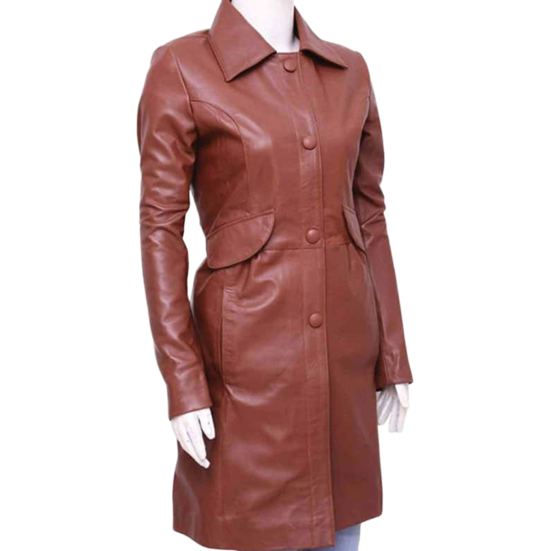 Doctor Who Catherine Tate Double Breasted Leather Coat