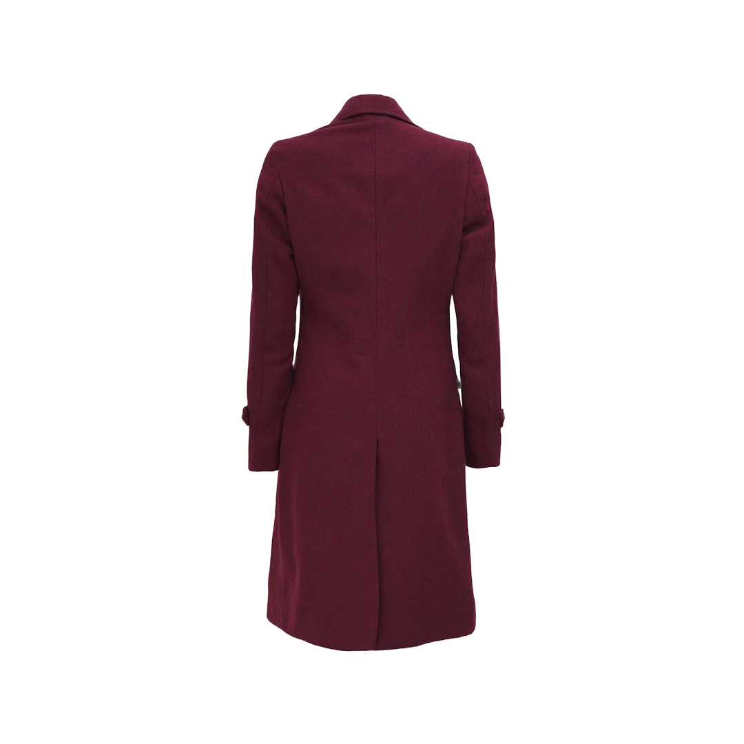 Doris Women's Double Breasted Maroon Wool Coat